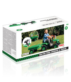 DL Tractor cu pedale si remorca Ranchero verde negru, cod 42463